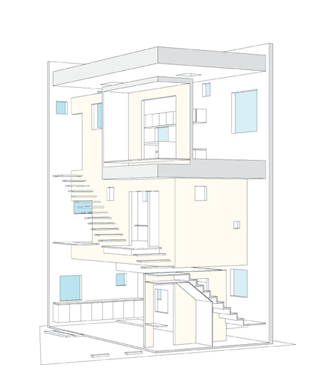 Small House with big Spiral Staircase by Hideshi Abe