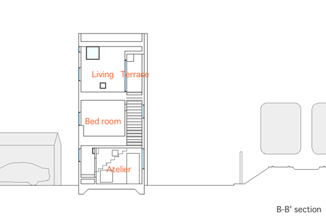Small House with big Spiral Staircase by Hideshi Abe