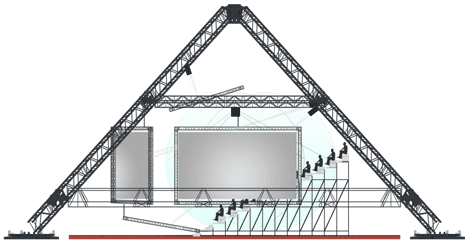 Seven screen pavilion by OMA for Kanye West