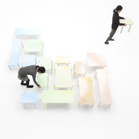 Colored-pencil table by Nendo Colored-pencil table by Nendo