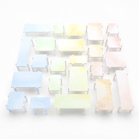 Colored-pencil table by Nendo Colored-pencil table by Nendo