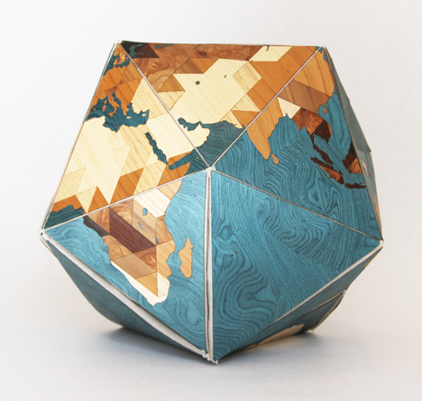Dymaxion Woodocan World by Nicole Santucci and Woodcut Maps