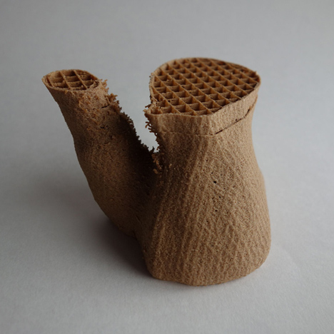 Segment of 3D-printed Mycelium Chair by Eric Klarenbeek Segment of 3D-printed Mycelium Chair by Eric Klarenbeek