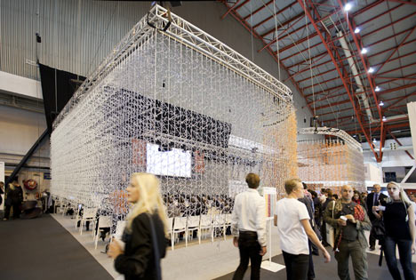 Amass modular space divider by Benjamin Hubert for 100% Design's auditorium
