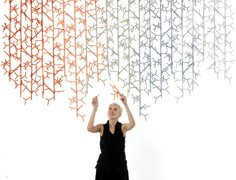 Amass modular space divider by Benjamin Hubert for 100% Design's auditorium