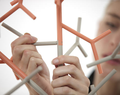 Amass modular space divider by Benjamin Hubert for 100% Design's auditorium