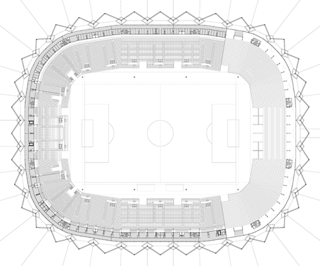 Plan of Baku Crystal Hall in Azerbaijan by GMP Architekten