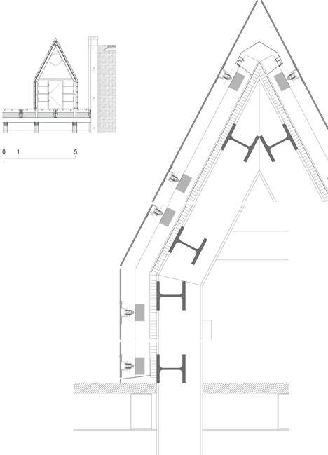 Boathouse section for Cais Bagaúste by Belém Lima Arquitectos