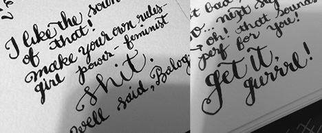 Modern Day Snail Mail calligraphy text messages by Cristina Vanko