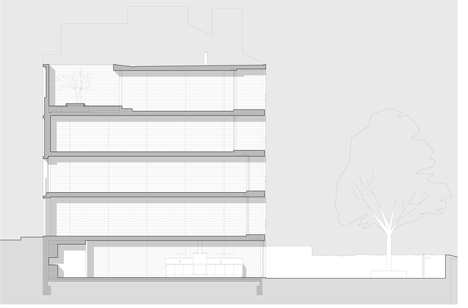 Long section of townhouse in Lisbon by ARX Portugal
