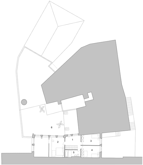 Second floor plan of Apartment interiors with boxy wooden furniture by Big-Game