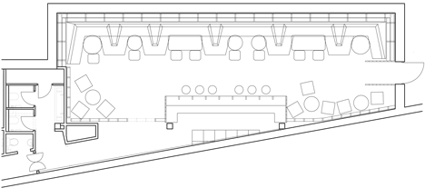 Floor plan of Bar in an attic space in Minsk by Inblum Architects