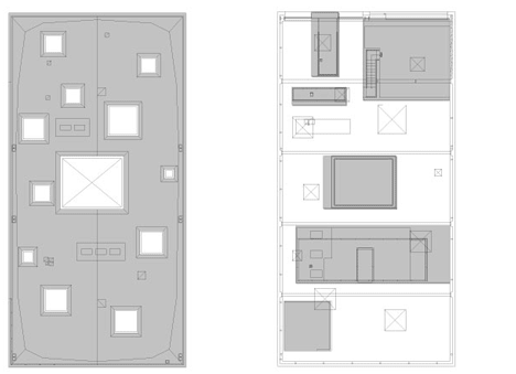 Roof and mezzanine plan of Bowstring Truss House by Works Partnership Architecture