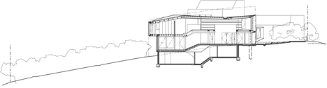 Elevation of John Wardle's Fairhaven Beach House wraps a courtyard and stretches towards the ocean
