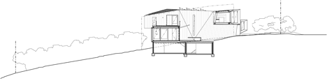 Elevation of John Wardle's Fairhaven Beach House wraps a courtyard and stretches towards the ocean