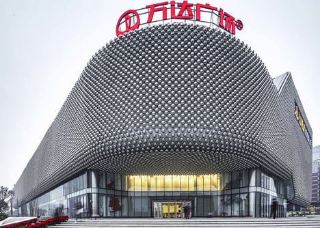 Shopping centre covered in silver balls by UNStudio