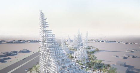 Souk Mirage Particles of Light Out Look Tower concept by Sou Fujimoto