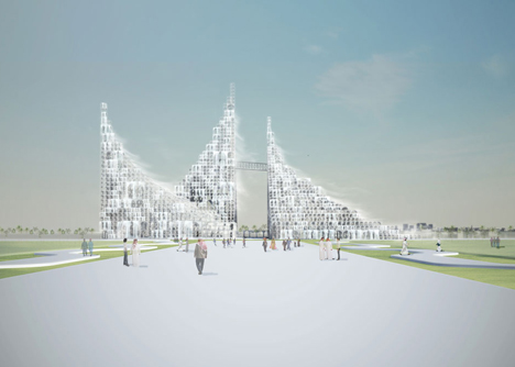 Souk Mirage Particles of Light Out Look Tower concept by Sou Fujimoto