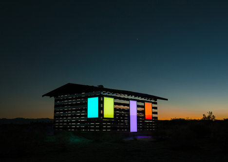 Lucid Stead installation by Phillip K Smith III gives the illusion of invisibility to a desert cabin