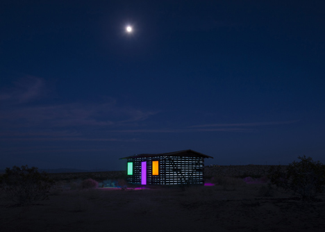 Lucid Stead installation by Phillip K Smith III gives the illusion of invisibility to a desert cabin
