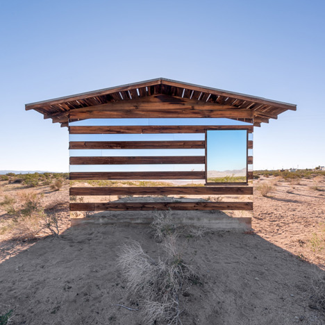 Lucid Stead installation by Phillip K Smith III gives the illusion of invisibility to a desert cabin