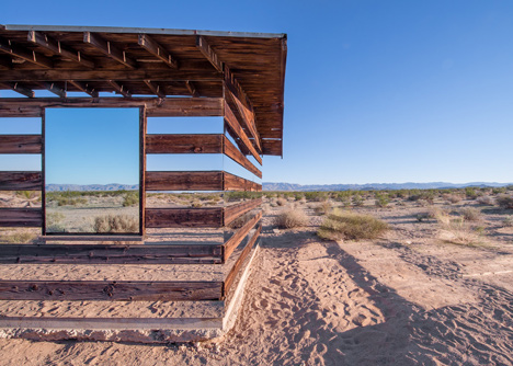 Lucid Stead installation by Phillip K Smith III gives the illusion of invisibility to a desert cabin