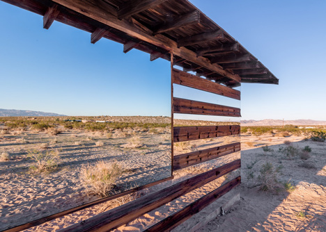 Lucid Stead installation by Phillip K Smith III gives the illusion of invisibility to a desert cabin