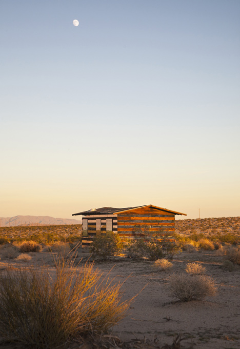 Lucid Stead installation by Phillip K Smith III gives the illusion of invisibility to a desert cabin