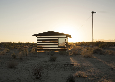 Lucid Stead installation by Phillip K Smith III gives the illusion of invisibility to a desert cabin