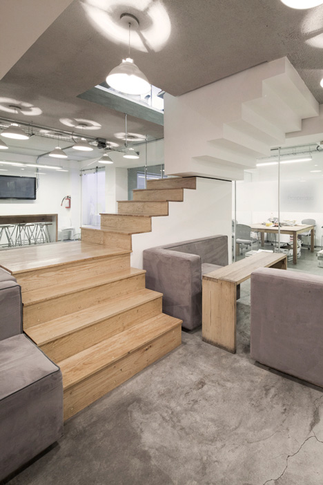 Office in Mexico that centres around its staircase