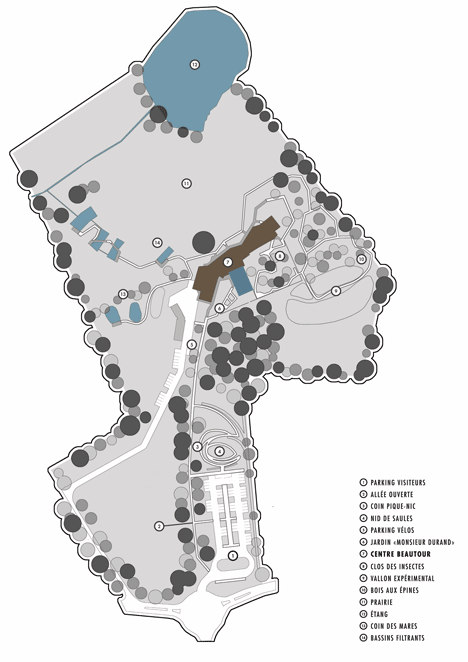 Site plan of Museum and Biodiversity Research Centre by Guinée*Potin Architectes