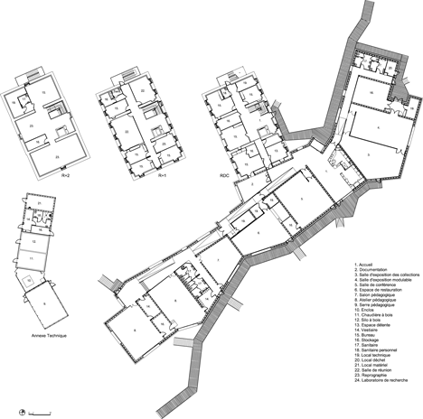 Floor plan of Museum and Biodiversity Research Centre by Guinée*Potin Architectes