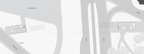 Site plan of Glowing glass blocks surround the Wilhelm-Leuschner-Platz S-Bahn station by Max Dudler