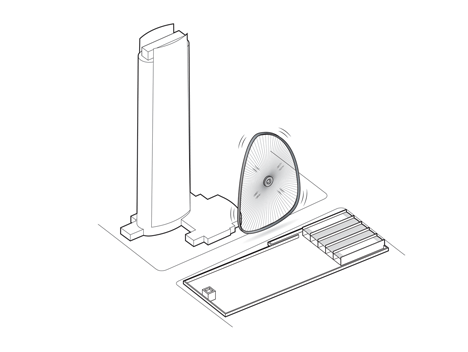 Ring-shaped frame with a wheel of spokes to hold the panels