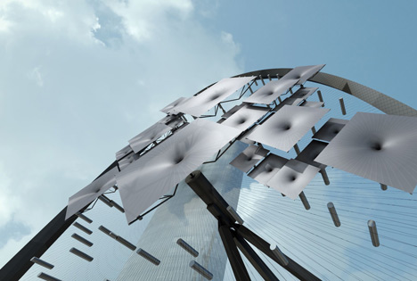 Visualisation of the Surya sunlight-responsive sculpture by REX