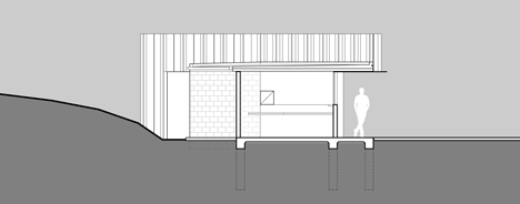 Third Wave Kiosk built from weathered steel piles by Tony Hobba Architects