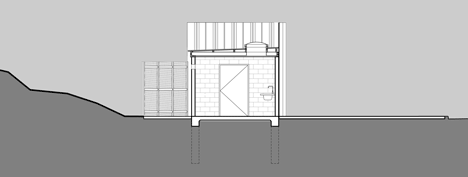 Third Wave Kiosk built from weathered steel piles by Tony Hobba Architects