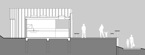 Third Wave Kiosk built from weathered steel piles by Tony Hobba Architects