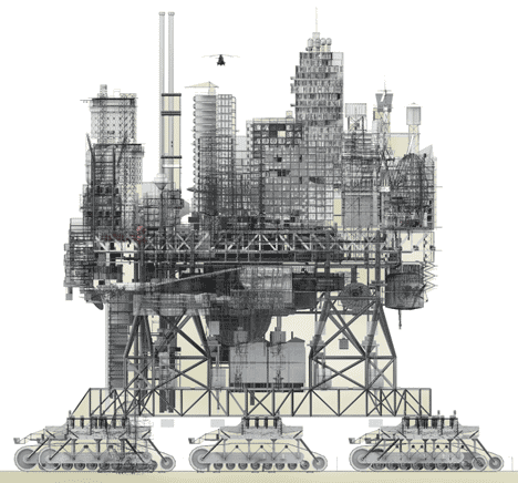 Elevation of Very Large Structure by Manuel Domínguez is a giant city on wheels