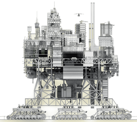 Elevation of Very Large Structure by Manuel Domínguez is a giant city on wheels