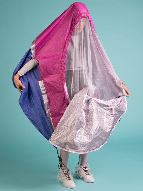 Walking Shelter tent stored in shoes by Sibling