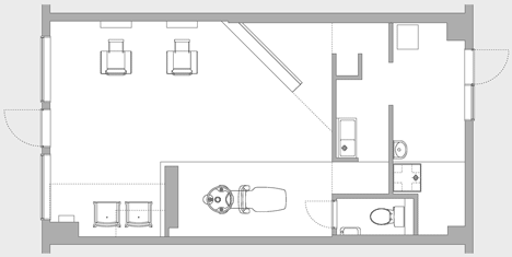 Floor plan of greeM hair salon by Yozo Suzuki