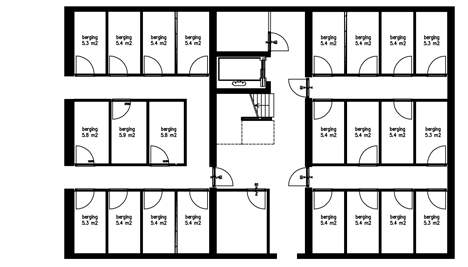 Basement plan of Turquoise tower by NL Architects that staggers back to create sunny balconies