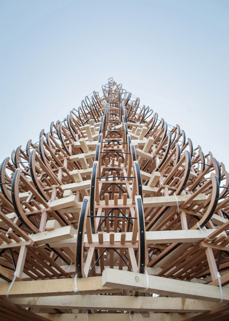 Christmas tree made from sledges that will be donated to children's charity