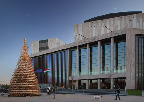 Christmas tree made from sledges that will be donated to children's charity