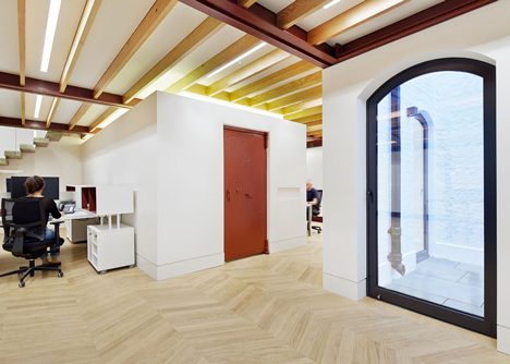 Great James Street Office extension with a faceted copper roof by Emrys Architects