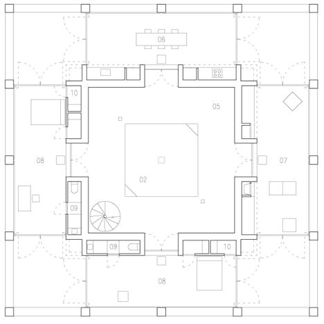 Second floor plan of Pezo von Ellrichshausen's Casa Pezo is first of 12 architect-designed dream houses