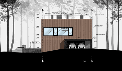 Elevation two of Timber-clad seaside house with a grainy concrete interior by Ultra Architects