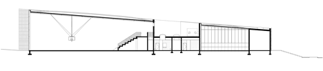 Elevation one of Sports centre clad with sun-bleached wooden slats by Explorations Architecture