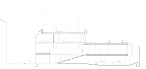 Section one of Wiel Arets completes a glazed house for a vintage car collector